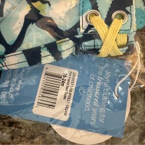 Ruffle Butts Blue and Yellow Fish Friends Swim Trunks